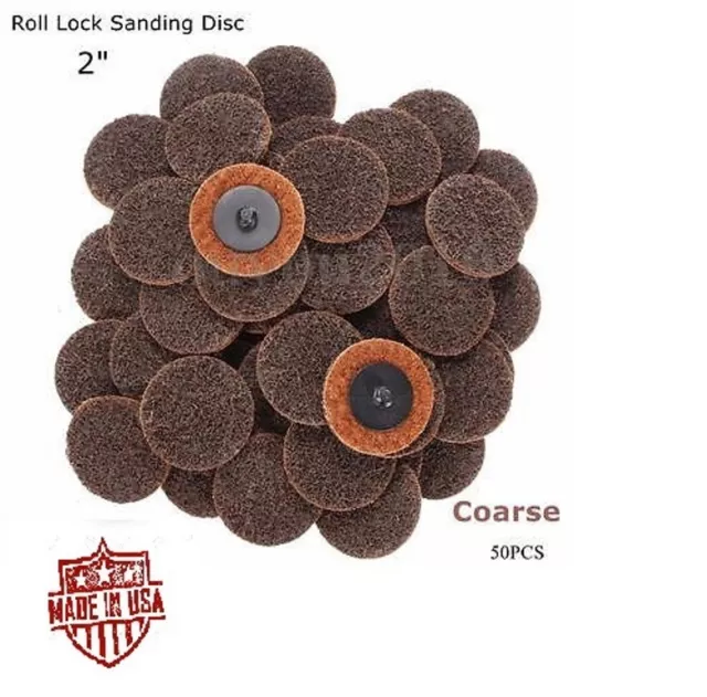 50 Pc 2" coarse Roloc Scotch pads Roll Lock Surface Sanding Disc Made in USA