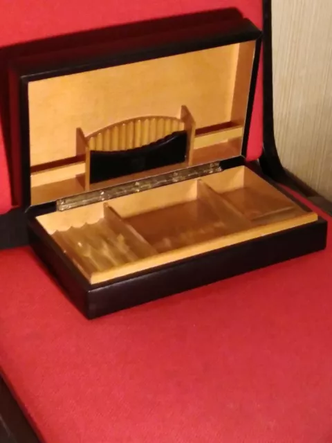 Coffret à cigares/cigarettes, cuir noir de luxe, bois de cèdre, made in Spain