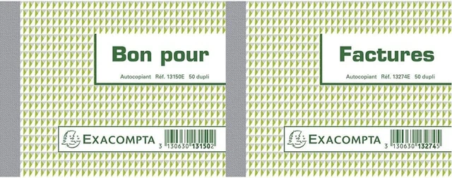 Exacompta Manifolds Bon Pour Et Factures - 10,5x13,5cm - 50 Feuillets Autocopiants - Format Poche
