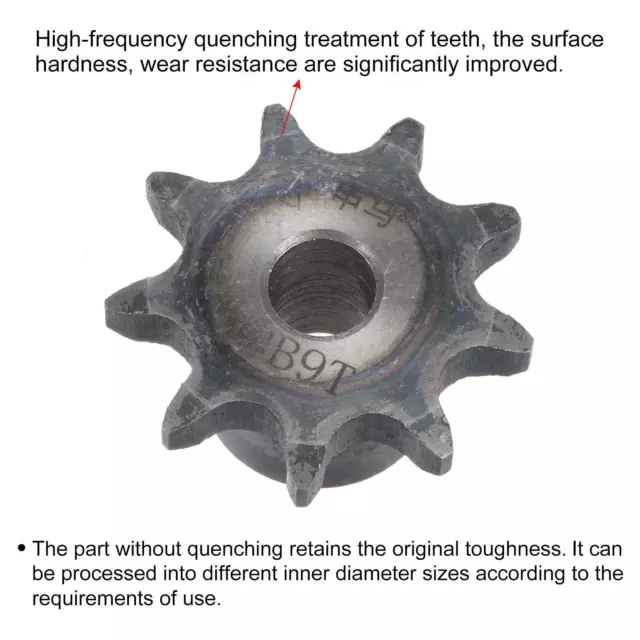 9 Zähne Ritzel Typ B Einzelstrang 1/2" Pitch 10mm Bohrung für ISO 06B 3