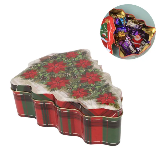 Christmas Candy Tin Red Flowers Style Tinplate Fadeless Metal Christmas Box For♡
