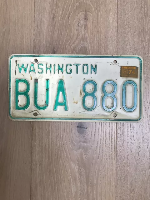 Washington 1974 License Plate With Sticker Expired