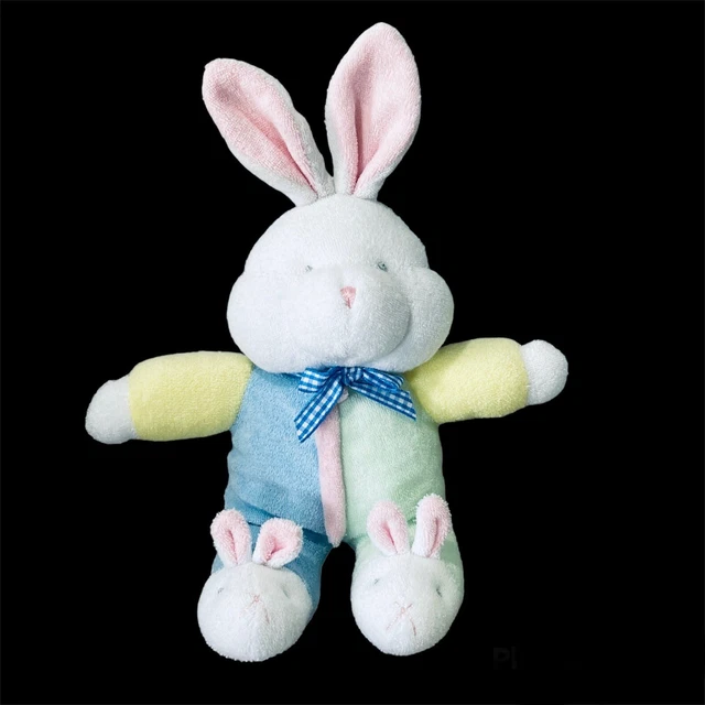Vintage Soft Dreams Bunny Plush Terrycloth Slippers Pastel Rattle Easter 13”