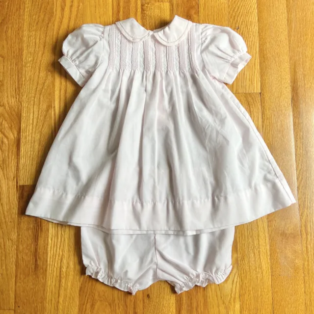 Petit Ami Baby Girls Dress Size 3 Months Short Sleeve Gown Bloomers Pale Pink