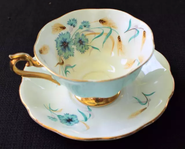 Vintage 50s Royal Albert Inghilterra Cina Fiordaliso Motivo Set Tazza e Piattino