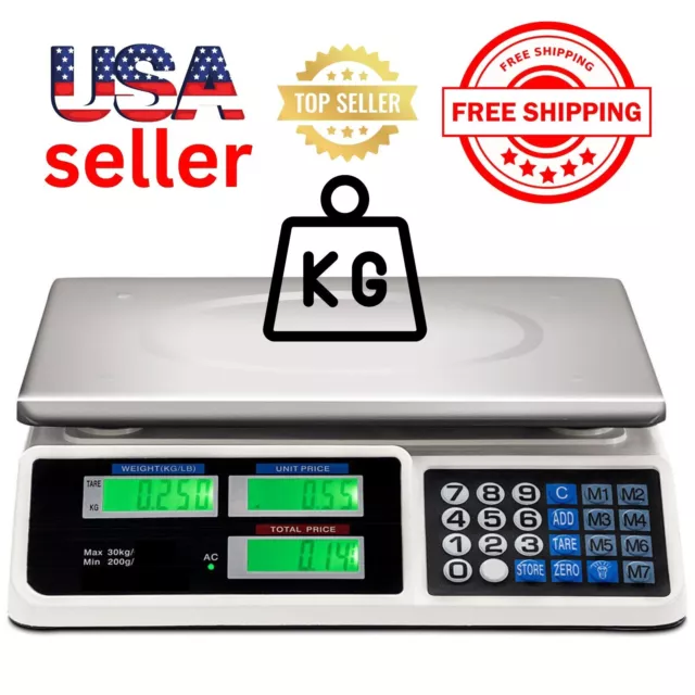 Digital Weight Price Scale 30KG Computing Food Meat Scale Produce Deli