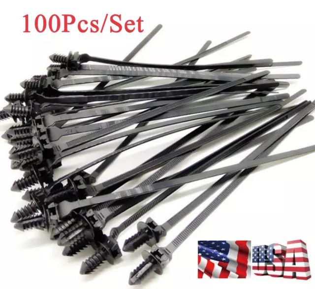 100PC/SET Nylon Self-locking Releasable Car Wrap Mount Cable Tie Fastening Clips