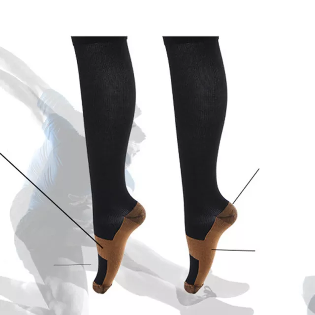 Compression Sports Socks Graduated Support Men's Women's S-XXL Long Stockings