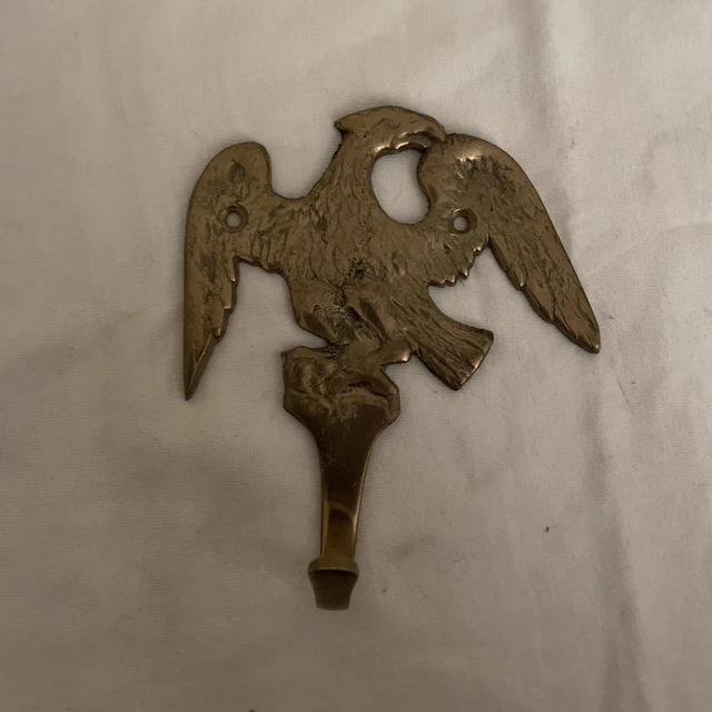 Vintage Solid Brass Metal  Eagle Bird Coat Clothes Hat Hanger Hook