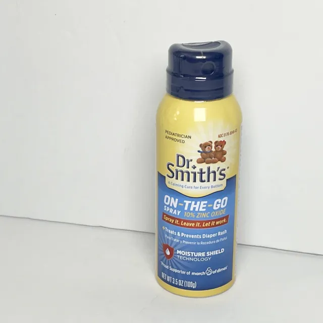 Spray Dr. Smith's On The Go para erupción del pañal 10% óxido de zinc 3,5 oz nuevo y sellado