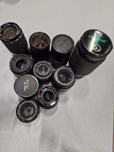 Lot of 10 Zoom Lens Various Models 70-210mm/135mm/80-200mm/30-110mm For Parts