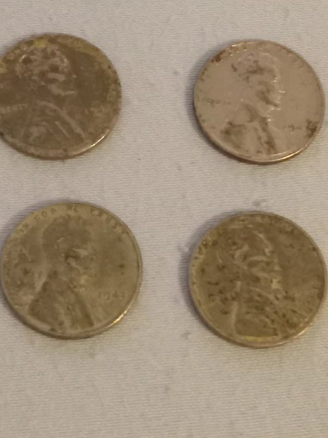 1943 Lincoln Wheat Cent Steel Penny 4 Coin LOT! 1943