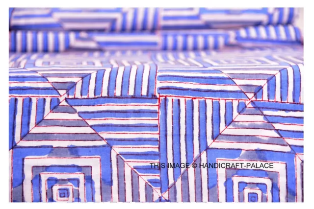2.7m Indien Coton Main Bloc Voile Imprimé Vêtement Contrôles Matériel Tissu Robe