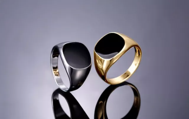 Herren Männer Ring Gelbgold Weißgold Gold 18K pl Silber Herrenring Onyx ONYXRING