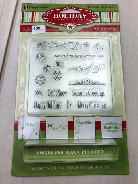 NEW Inkadinkado Holiday Clear Stamp Set Season Of Swirls Crafts Collectibles