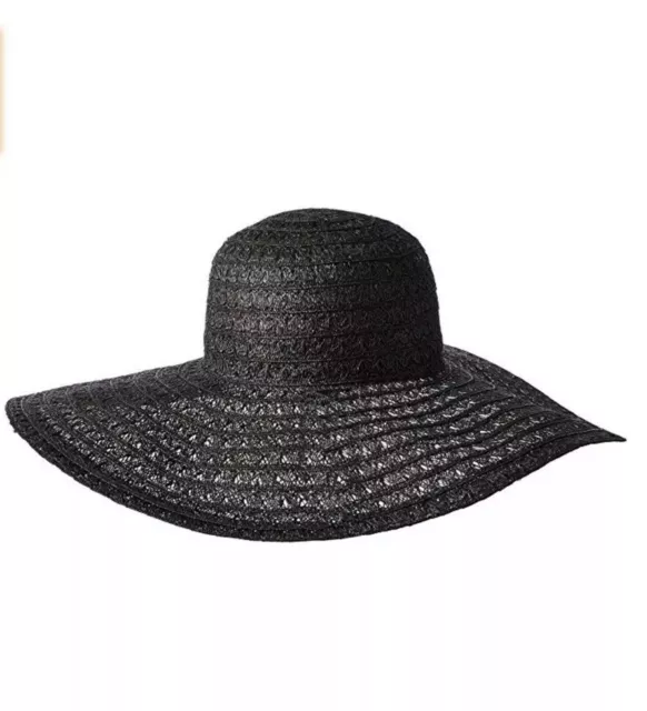 NEW Anthropologie Chantilly Floppy Brim Straw Sun Hat Ale Alessandra Black 3