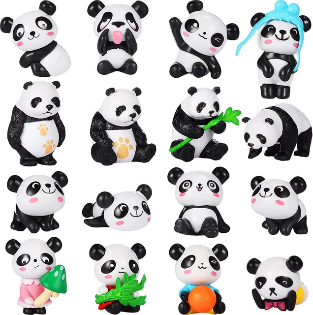 16 Pieces Cute Panda Figures Cute Panda Toys Figurines Playset Mini Panda Miniat