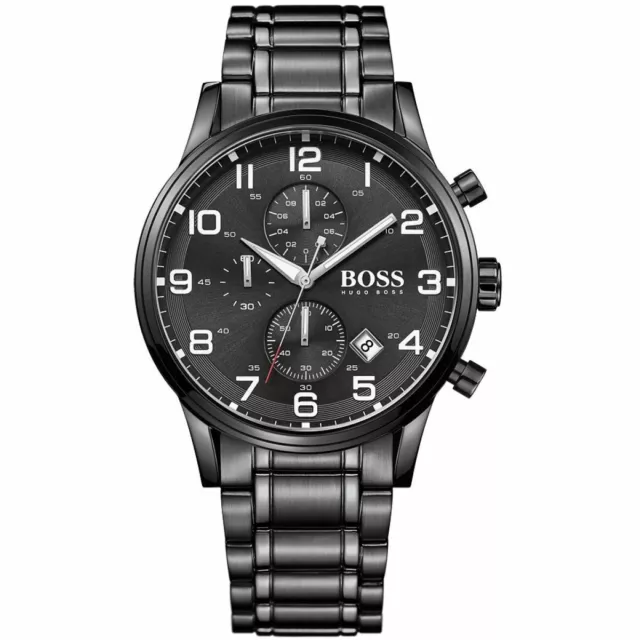 Hugo Boss Orologio Da Uomo Aeroliner Hb1513180 Quadrante Nero - Garanzia -...