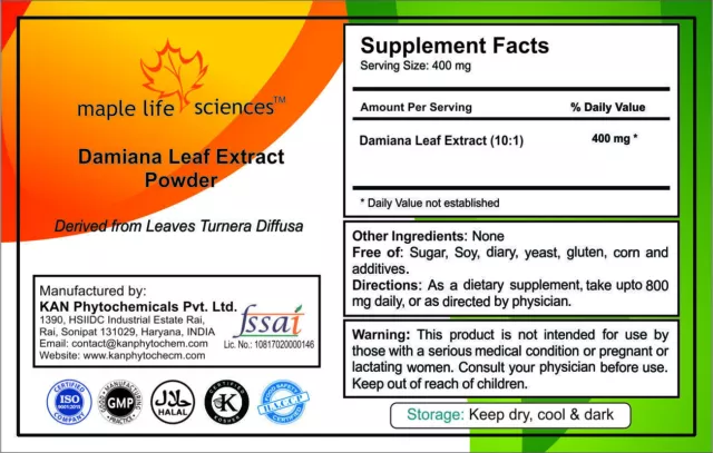 Damiana Leaf Extract 10:1 Powder (Turnera Diffusa) Pure & High Quality extract 2