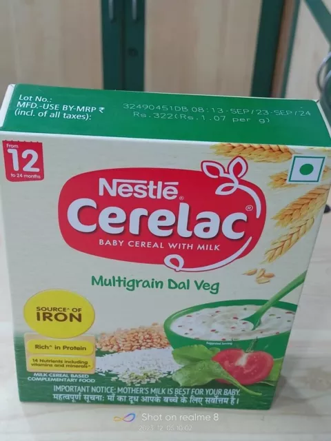 Nestlé CERELAC Baby Cereal with Milk, Multigain Dal Veg – From 12 month...