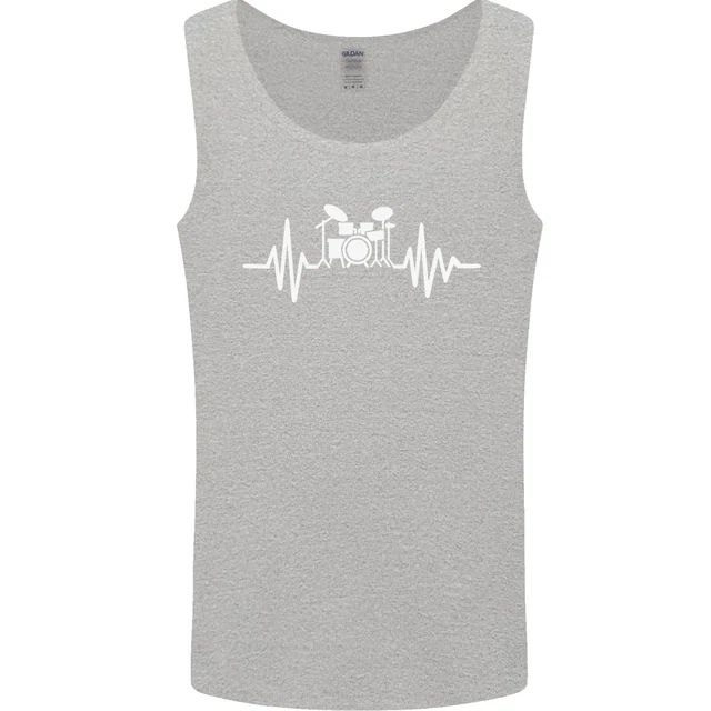 Drum Kit Pulse ECG Drum Drummer Drumming Mens Vest Tank Top 2