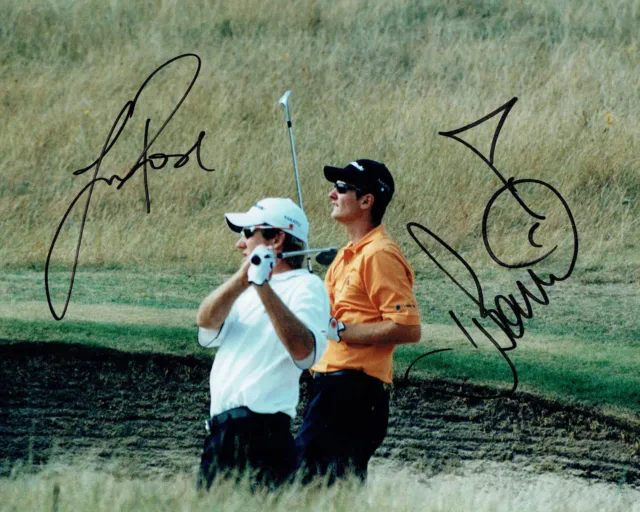 Ian POULTER & Justin ROSE Double SIGNED Golf Autograph 10x8 Photo 1 AFTAL COA
