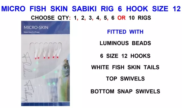 MICRO FISH SKIN Sabiki Rig 6 Hook Size 14 Sea Fishing Lures