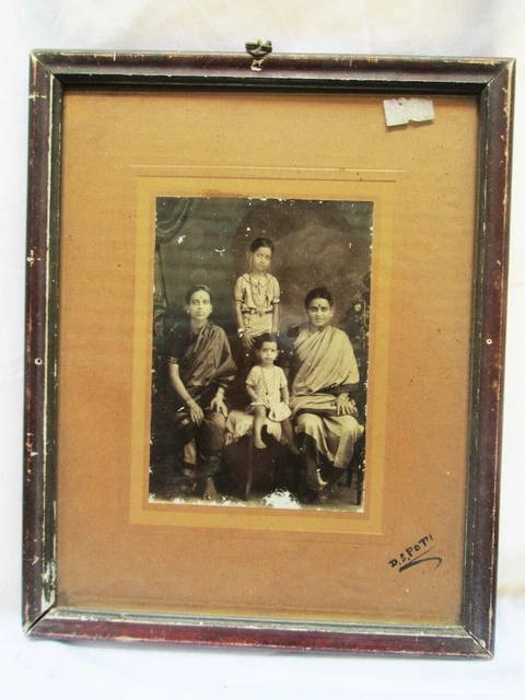 Antikes Schwarz-Weiß-Foto Fotografie VTG Old South India Chettiar Lady @ Saree