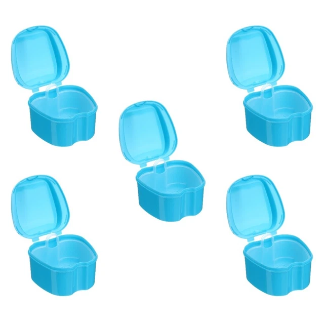 5 pezzi valigie per pulizia protesi scatole portaoggetti blu