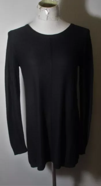 Women's JOAN VASS NY Black Cashmere Blend Tunic Sweater Top Size S