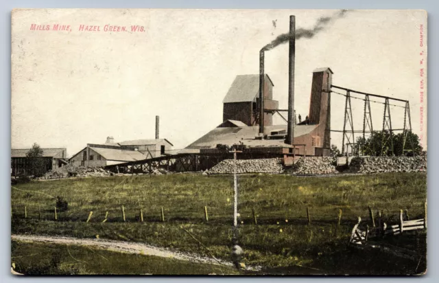 1908 HAZEL GREEN, WI WISCONSIN, MILLS MINE GRANT LAFAYETTE COUNTIES Postcard P35