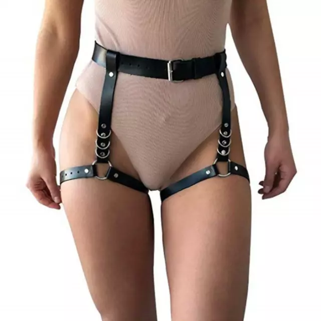 Leather Body Harness Leg Garter Belt Suspenders Punk Gothic