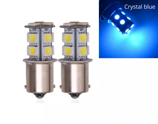 2x BA15S LED Ampoule P21W 13 SMD Bleu Cristal Veilleuses pour voitures et motos