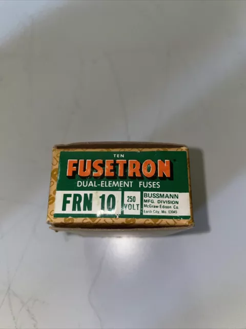 New Box of 10 COOPER / BUSSMANN  FRN-10 FUSETRON FUSES 250V Dual Element FRN10