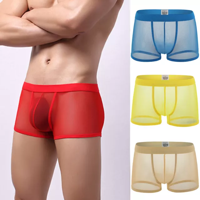 Sous-Vêtements Sexy Pour Hommes Boxer Respirant En Maille Slip Transparent 》