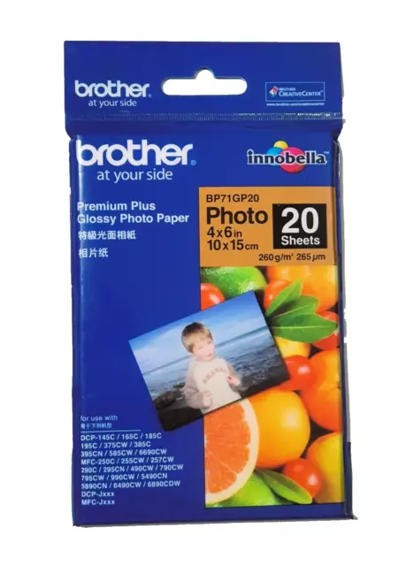 Genuine Brother Premium Plus Glossy Photo Paper 20 Sheets 10x15cm-BP71GP20