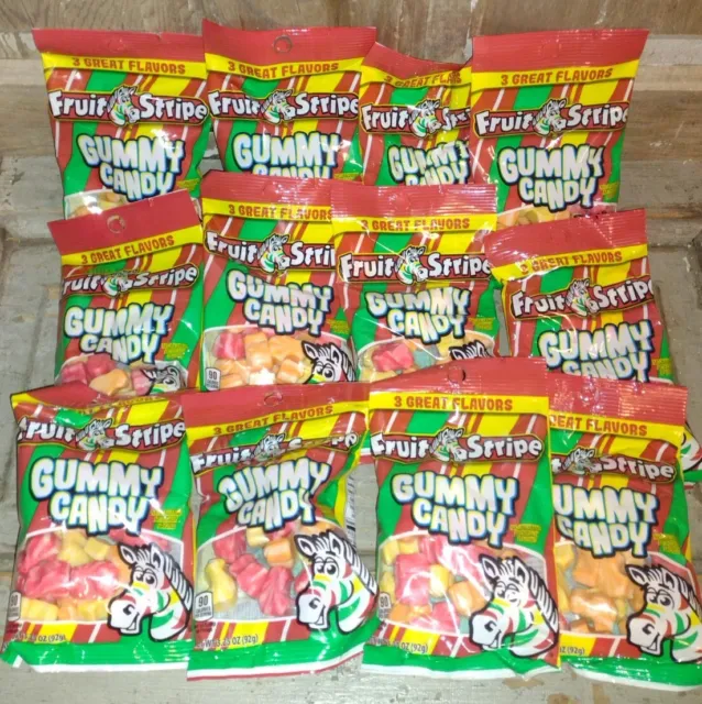 Fruit Stripe Gum Gummies Candy 12 Bags 3.25 Oz. Discontinued Gummies COLLECTOR
