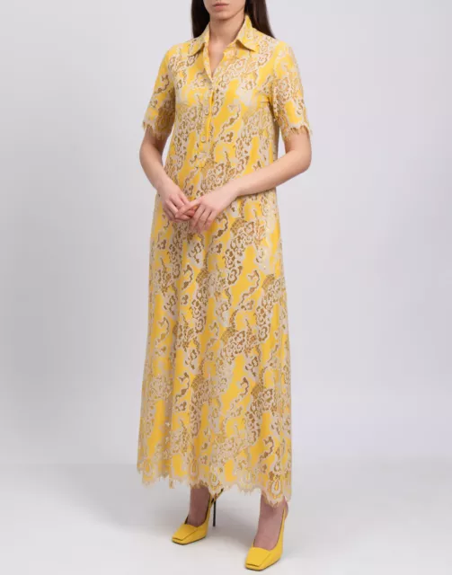 RRP€450 JUCCA Lace Shift Long Dress IT40 US4 UK8 S Yellow Fringe Collared