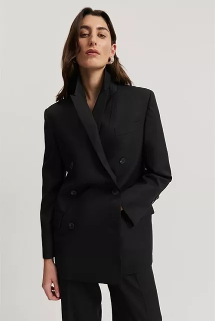 BNWT RRP$449 COUNTRY ROAD size 10 12 DOUBLE BREASTED BLAZER JACKET in Black