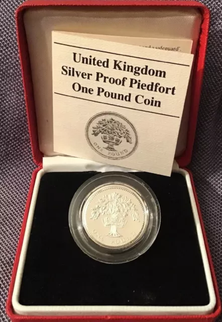 1987 United Kingdom Silver Proof Piedfort English Oak Tree £1 Coin COA Boxed
