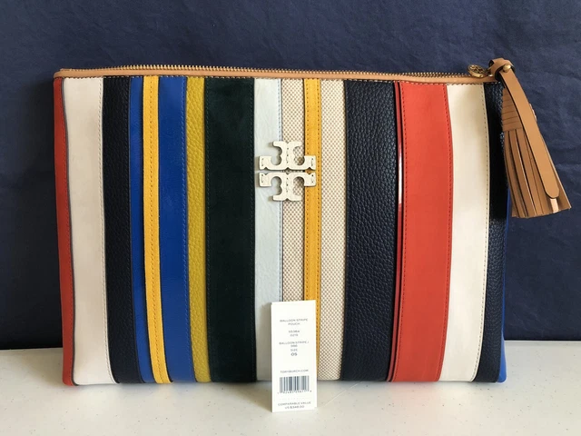 TORY BURCH BALLOON Stripe Oversize Pouch 149.99 PicClick
