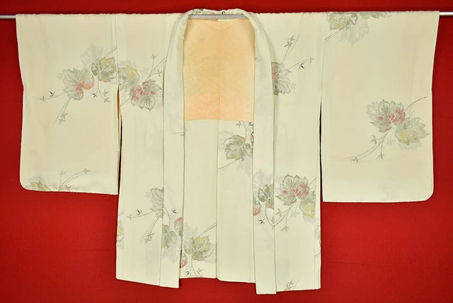 Vintage Japanese Kimono Silk Antique BORO HAORI Kusakizome Woven/B382/695