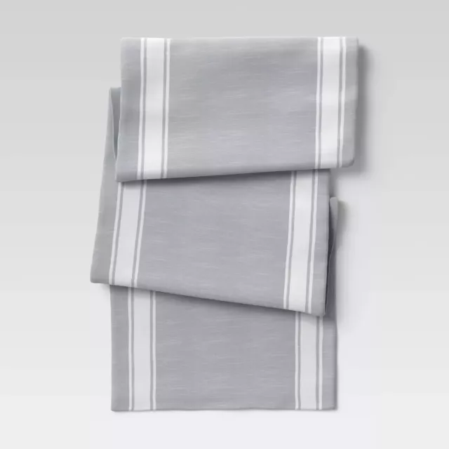 Threshold Striped Bistro Textured Table Runner 100% Cotton Gray - 72" x 14"