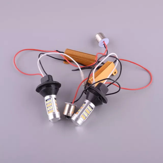 2Pcs 1156 P21W 42LED Switchback White DRL Driving Light Amber Turn Signal Light