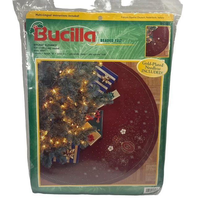 Bucilla Felt Christmas Tree Skirt Kit 2000 Holiday Elegance 84308 43" New