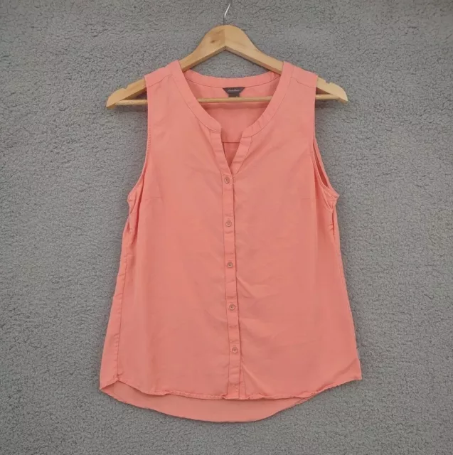 Eddie Bauer Top Womens Small Coral Sleeveless Button Up Collared Soft Tencel