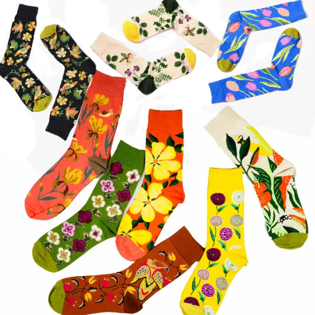 Retro Printing Flower Sock Colorful Casual Creative Funny Men Women Socks Sox