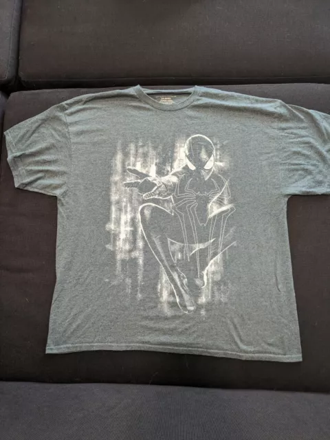 Mens Gray The Amazing Spiderman 2 Movie Shirt Marvel Size 2 XL