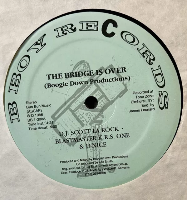 Boogie Down Productions - The Bridge Is Over 12” B-Boy Records VG+ KRS ONE 3