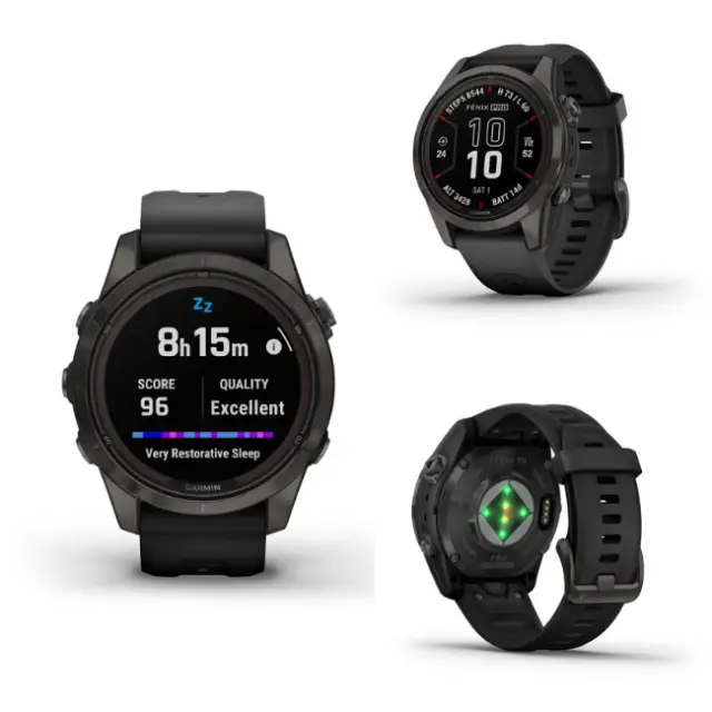 Garmin Fenix 7S PRO Sapphire Solar Titanium GPS Smartwatch DLC Gray w/Black Band